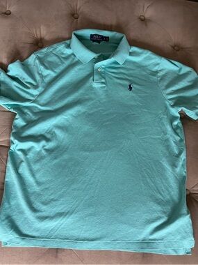 Ralph Lauren Polo Shirt in Mint Green with Navy Pony size XL
